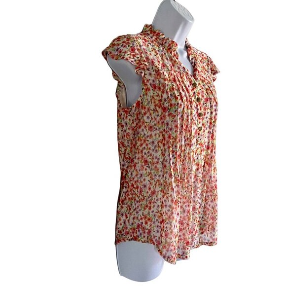 Ava & Grace Short Sleeve Lined Floral Print Top Women's Petite Medium - Picture 4 of 8